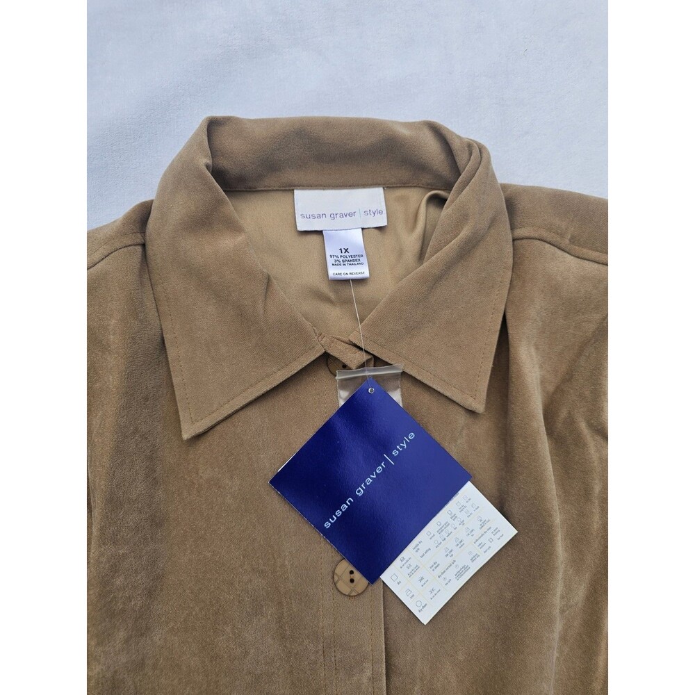 Susan Graver Style Women's XL Blazer Coat Tan Beige Camel Color New